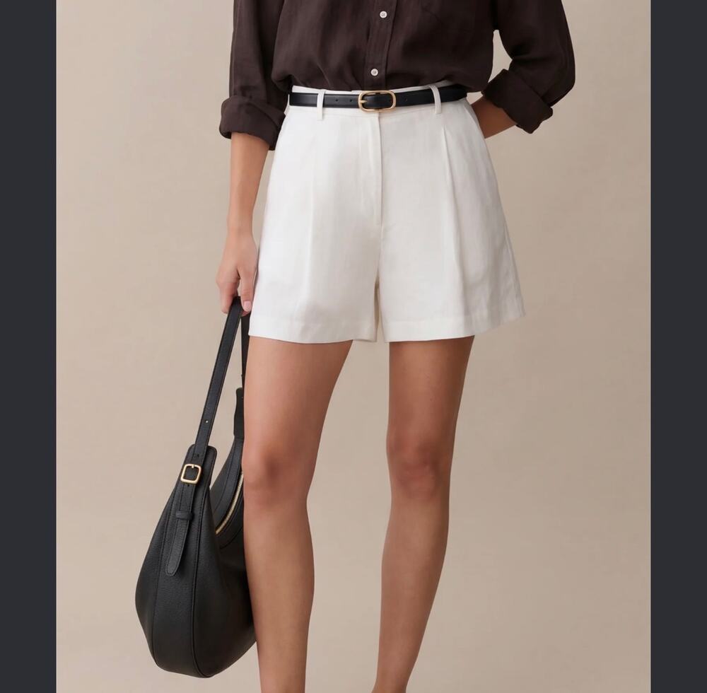 New few moda Kourt Thelma linen shorts white sz 6